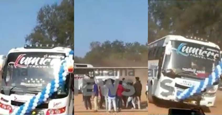 Bus drivers perform dangerous stunts at school premises in Kollam